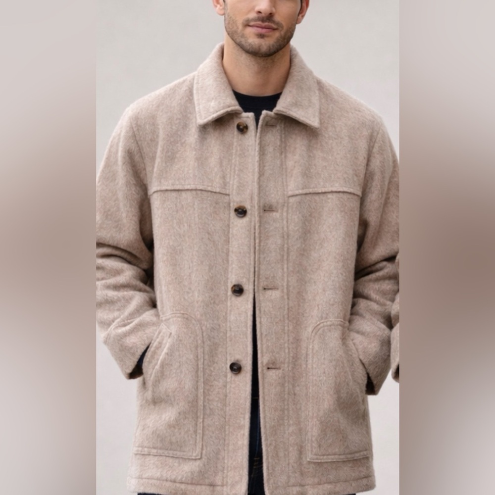 Vintage Made in Japan-Town & Country Sun Idol Alpaca Work Jacket-Soft Tan-Size L